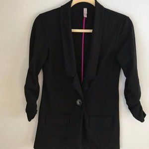 Xhilaration Black Blazer with Shoulder Ruching